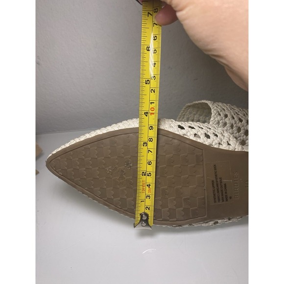BIRDIES The Swan Mules Shoes Woven Faux Leather Pointed Toe White Slip On Sz 10 - Picture 16 of 16